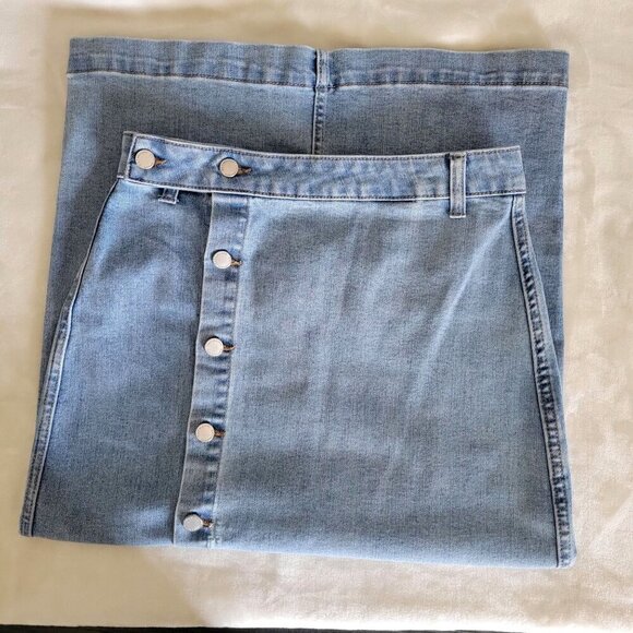 OAT New York Denim Maxi Skirt Size 2/26 Pockets Button Fly Blue Denim - Picture 7 of 8